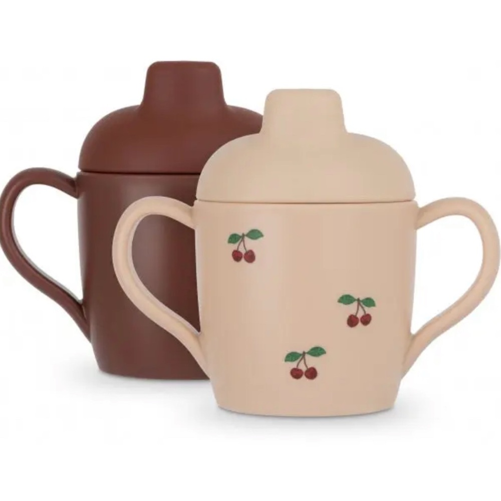 Konges Slojd 2 Pack Silicone Sippy Learning Cup - Cherry
